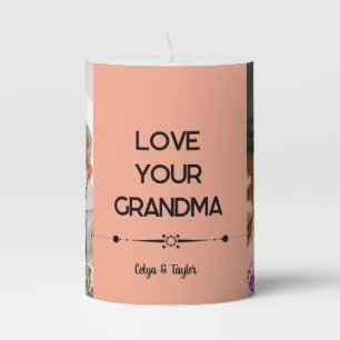 A Modern Photo Collage Pillar Candle for Grandma