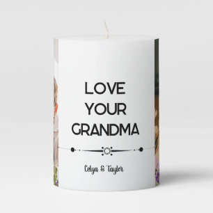 A Modern Photo Collage Pillar Candle for Grandma