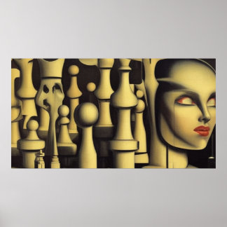 A modern surreal abstract chess figures  poster