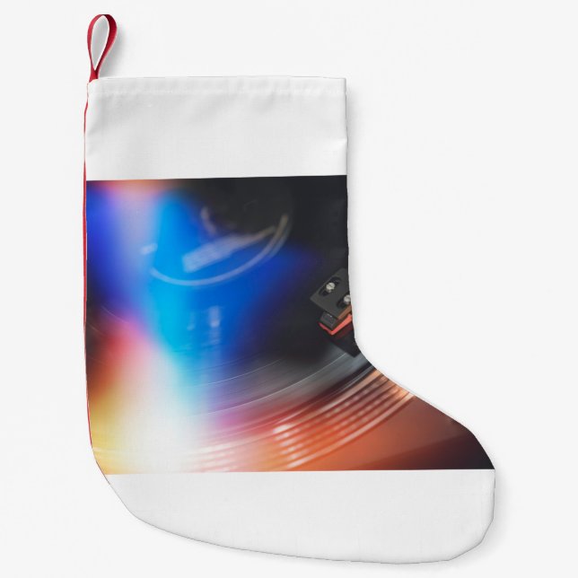 A modern turntable to play music on audio disc. Hi Small Christmas Stocking (Front)