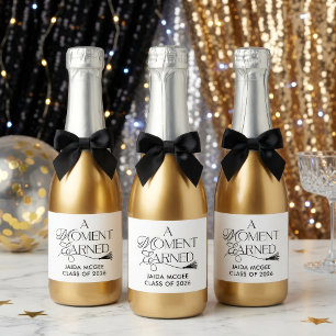 A Moment Earned Graduation Sparkling Wine Label