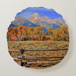 A Moment in Wyoming in Autumn Round Pillow