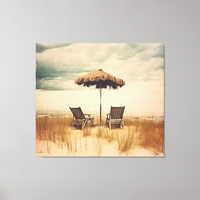A Moment's Respite Subdued Retro Coastal Realism Canvas Print (Front)