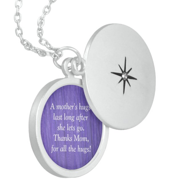 "A MOM'S HUGS LAST LONG AFTER SHE LETS GO" LOCKET (Front Left)
