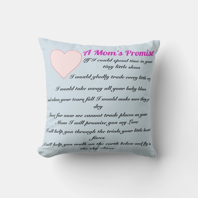 A Mom's Promise poem pillow (Front)