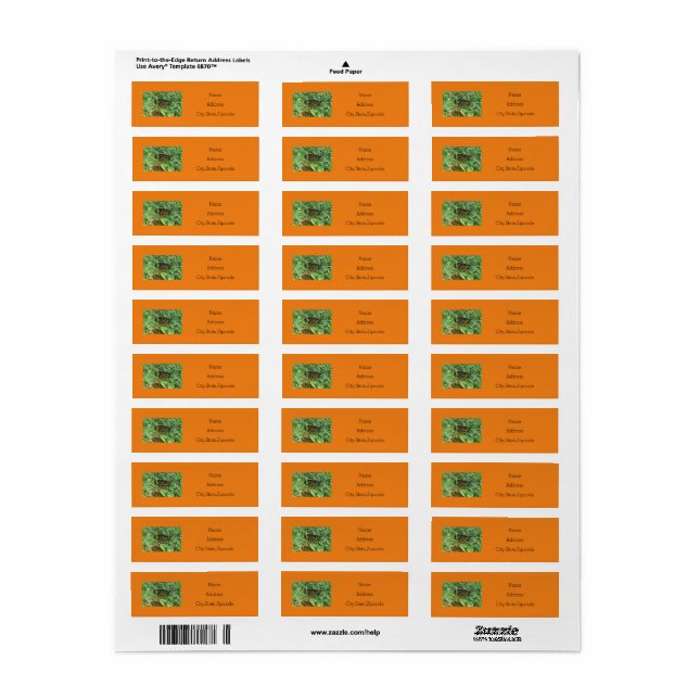 A Monarch Butterfly Return Address Label (Full Sheet)