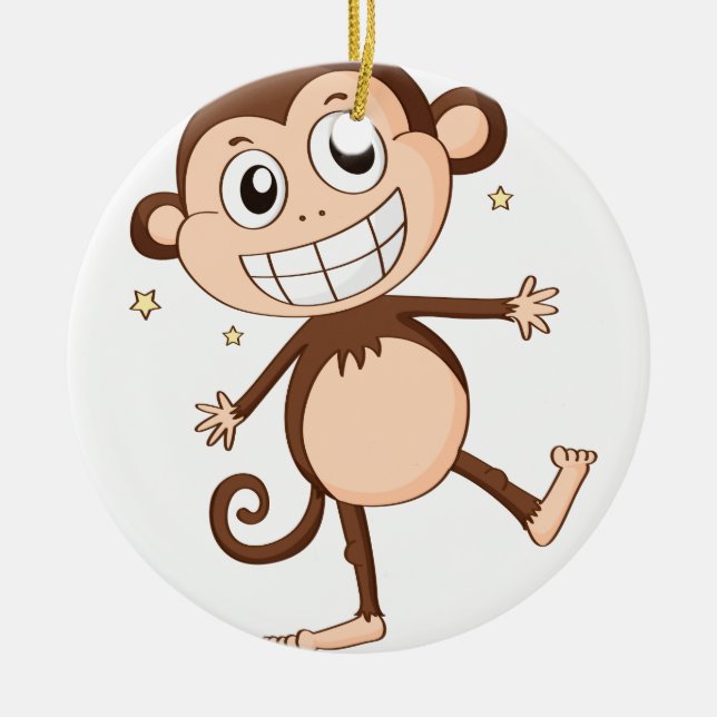 a monkey ceramic ornament (Front)