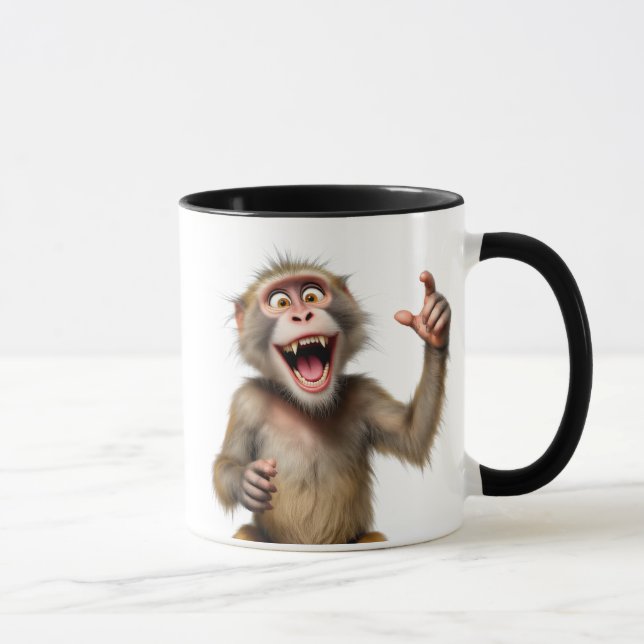 A monkey that died of laughter indicates the size  mug (Right)