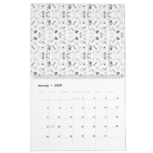A monochromatic design showcasing a multitude of f calendar