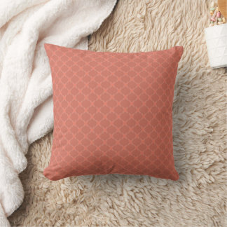 A monochrome dark orange small geometric pattern. throw pillow