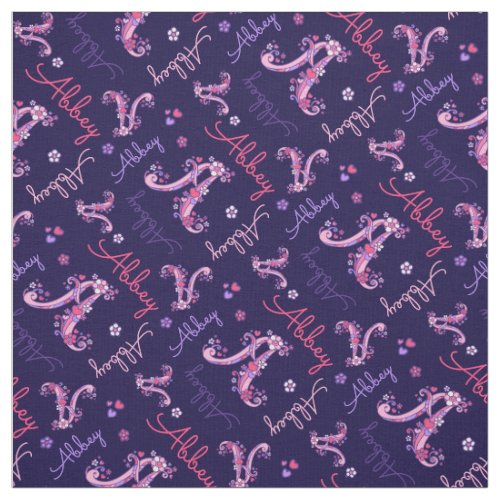 A monogram and personalized name abbey fabric