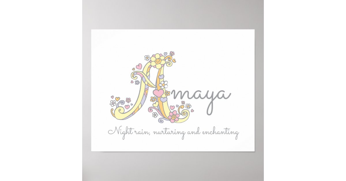 A monogram art Amaya girls name meaning poster Zazzle