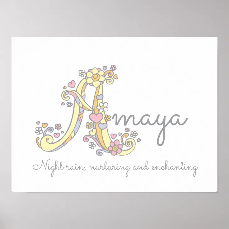 A monogram art Amaya girls name meaning poster Zazzle