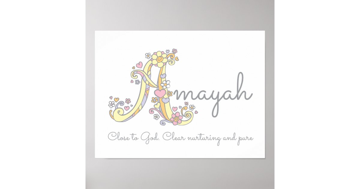 A monogram art Amayah girls name meaning poster Zazzle