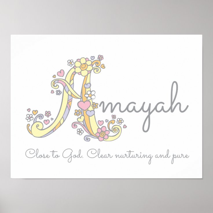 A monogram art Amayah girls name meaning poster Zazzle