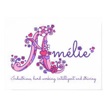 A monogram art Amélie girls name meaning poster
