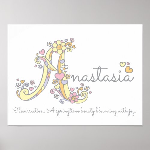 A monogram art Anastasia girls name meaning poster