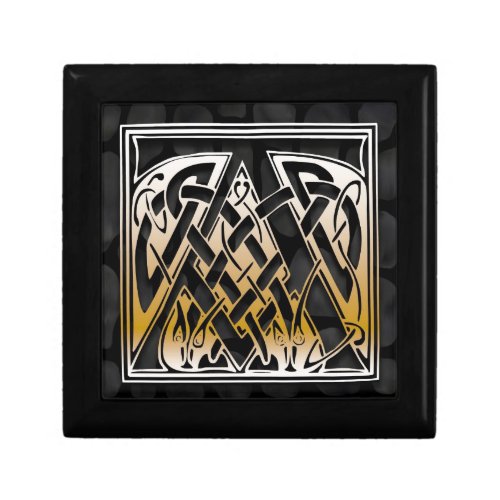 A Monogram Celtic Black Stone Decorative Box