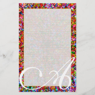 A Monogram "Colorful Bubbles" Fine Lined Stationery