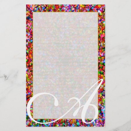 A Monogram "colorful Bubbles" Fine Lined Stationery