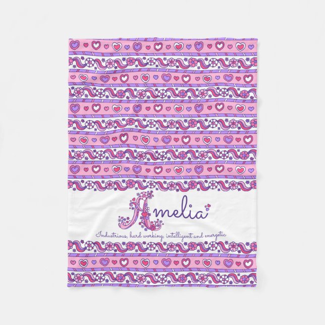 A monogram custom name meaning Amelia blanket (Front)