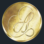 A Monogram Faux Gold Envelope Seal Stickers<br><div class="desc">A Monogram Faux Gold Envelope Or Favor Seal. These classic round stickers are printed with non metallic ink on a flat sticker to look like gold. They are not beveled or embossed monograms but are designed to look like they are beveled or embossed monograms. These gold monogram seals are printed...</div>