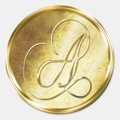 A Monogram Faux Gold Envelope Seal Stickers