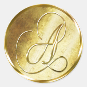 A Monogram Faux Gold Envelope Seal Stickers