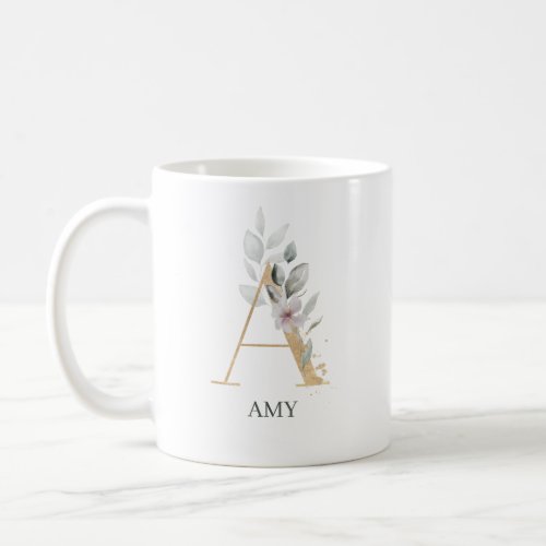 A Monogram Floral Classic Coffee Mug