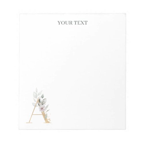 A Monogram Floral Personalized Notepad