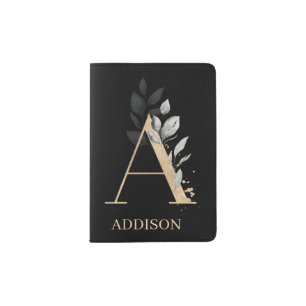 A Monogram Floral Personalized Passport Holder