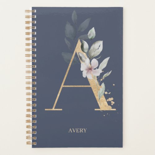 A Monogram Floral Personalized Planner