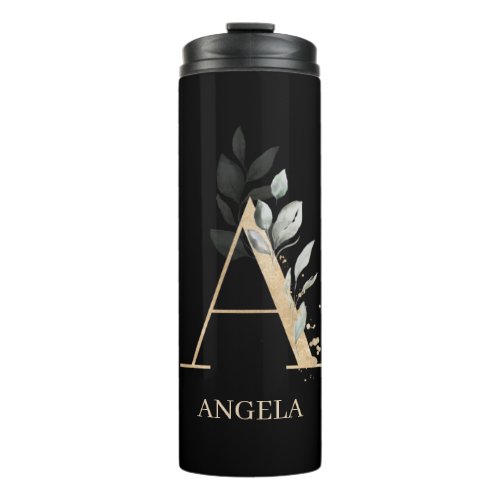 A Monogram Floral Personalized Thermal Tumbler