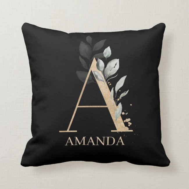 A Monogram Floral Throw Pillow