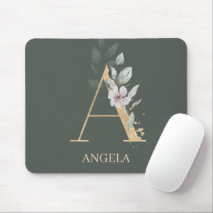 A Monogram Floral V2 with Flower Mouse Pad