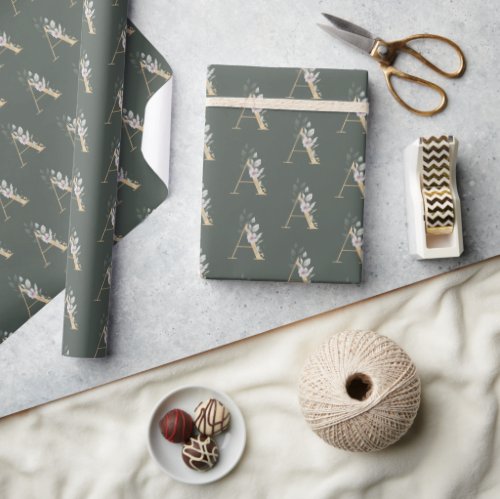 A Monogram Floral Wrapping Paper