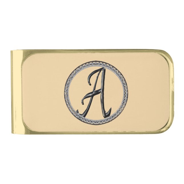 A Monogram Gold Finish Money Clip (Front)