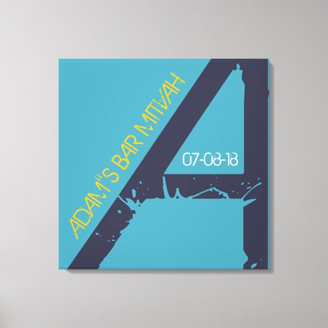 A Monogram Initial Bar Bat Mitzvah Sign-In Board Canvas Print (Front)