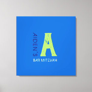 A Monogram Initial Bar Bat Mitzvah Sign-In Board Canvas Print