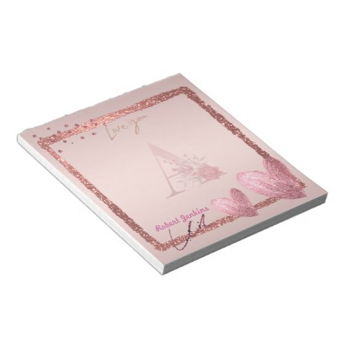 A Monogram Initial Letter Pretty Rose Gold Notepad