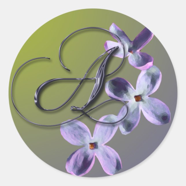 A Monogram Lilac Envelope Seal Sticker (Front)