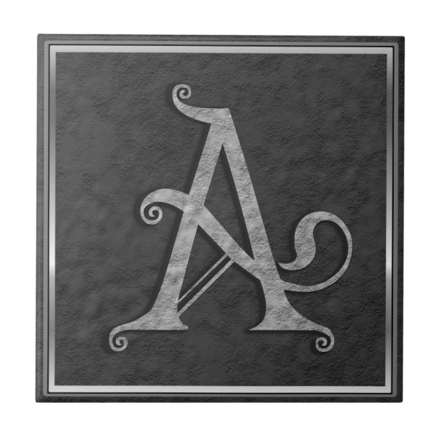 A Monogram "Medieval Grey Stone" Ceramic Tile (Front)