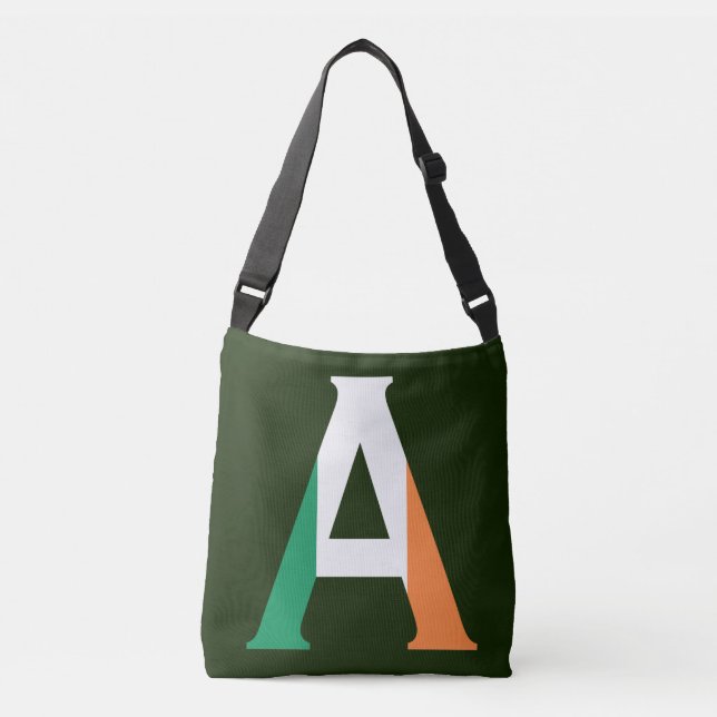 A Monogram overlaid on Irish Flag cbbcnt Crossbody Bag (Front)