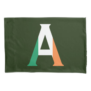 A Monogram overlaid on Irish Flag pct Pillow Case