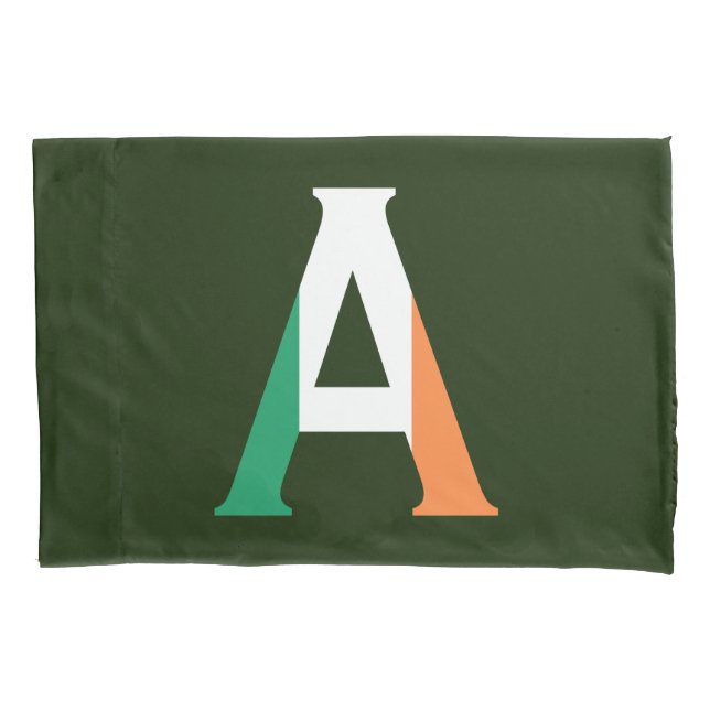 A Monogram overlaid on Irish Flag pct Pillow Case (Front)