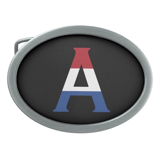 A Monogram overlaid on NLD Flag on bk bbt Belt Buckle (Front)