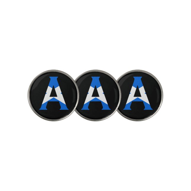 A Monogram overlaid on Scottish Flag bmcnt Golf Ball Marker (3 Up)