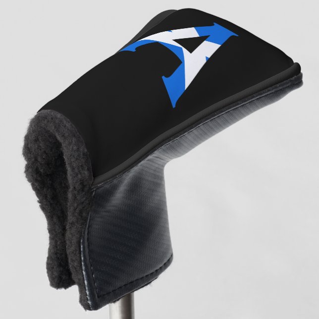 A Monogram overlaid on Scottish Flag pccnt Golf Head Cover (3/4 Front)