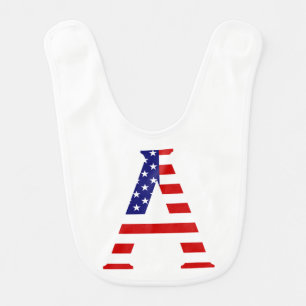 A Monogram overlaid on USA Flag bbcnt Baby Bib