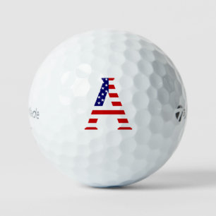 A Monogram overlaid on USA Flag tmtp5 gbcnt Golf Balls